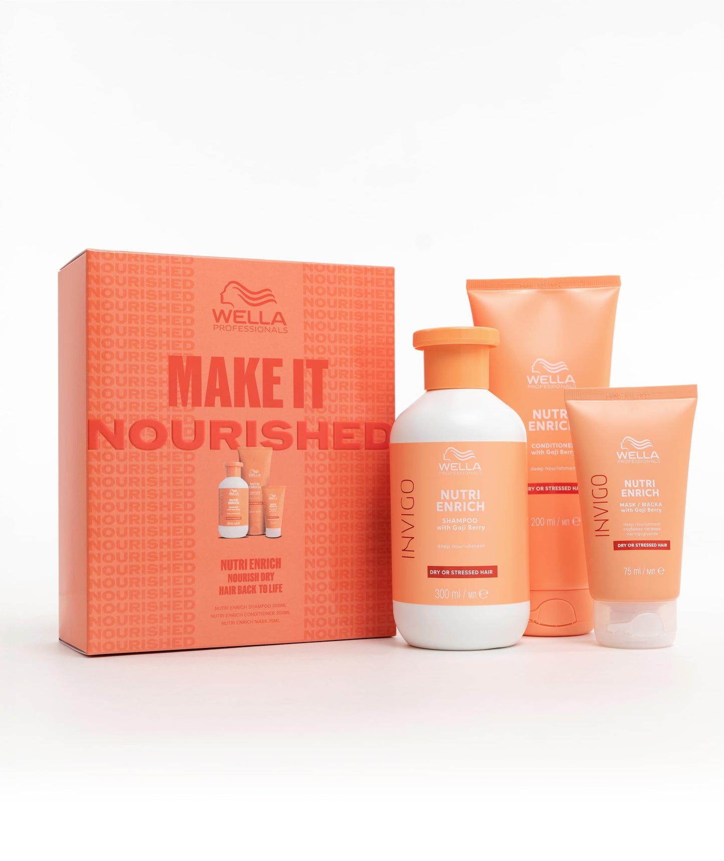 Wella Professionals Nutri-Enrich Instant Nourishment Gift Set - Shampoo & Conditioner & Hair Mask - Nourishing Hair Care Gift Set with Goji Berry &