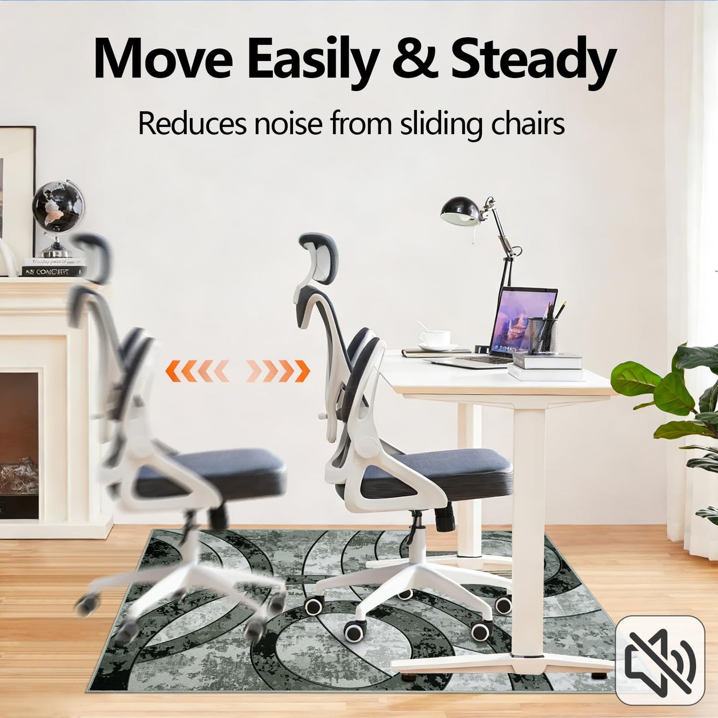 Homcomodar Office Chair Mat for Hardwood Floor 90x120cm Modern Floor Mat