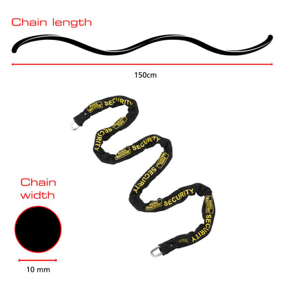 Burg-Wachter 1.5M Sold Secure Gold Bike Chain and Lock Kit, Black