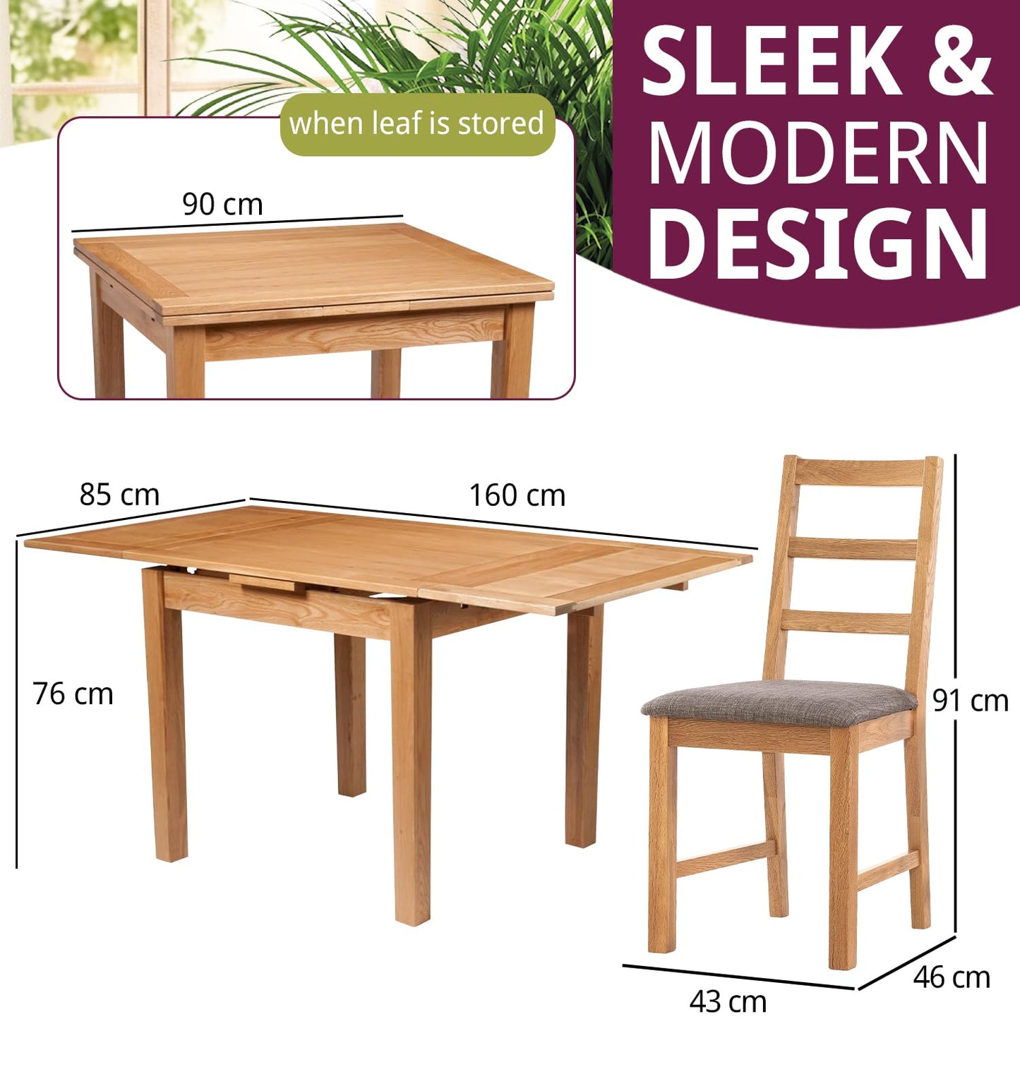 Hallowood Furniture Waverly Oak Extending Dining Table and Chairs Set 6