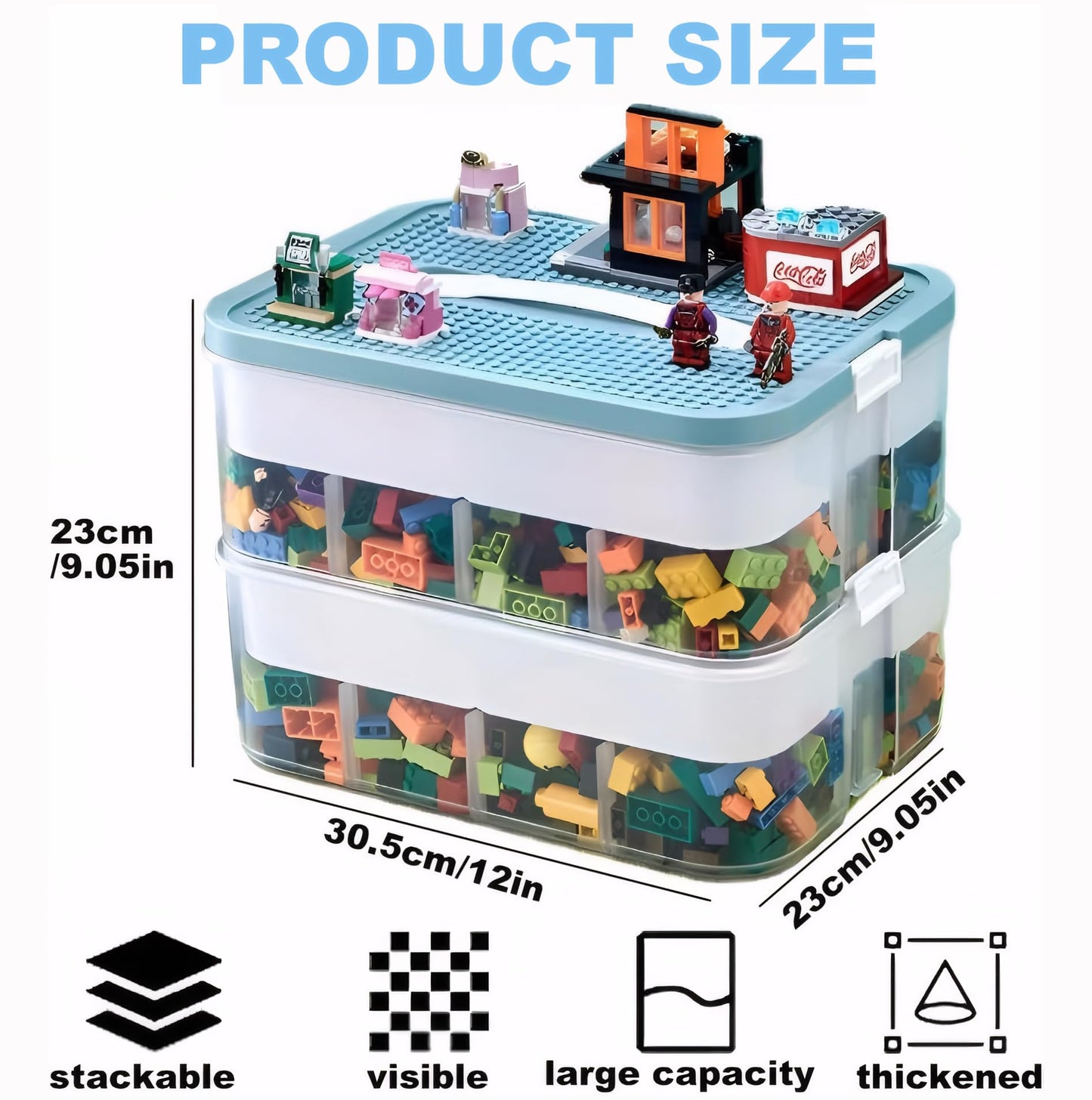 Storage Boxes,Transparent Toy Box Organizer,Stackable Lego Storage Boxes with Lid,Handle,Plastic Multi Compartments Container Chest Case for Storing