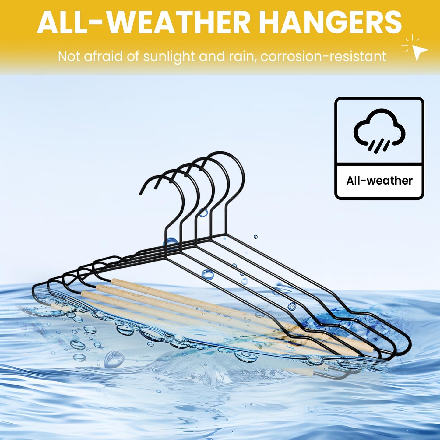 Jiang&Rong 20 Pack Matt Metal Clothes Hanger,Wood Pants (Black)