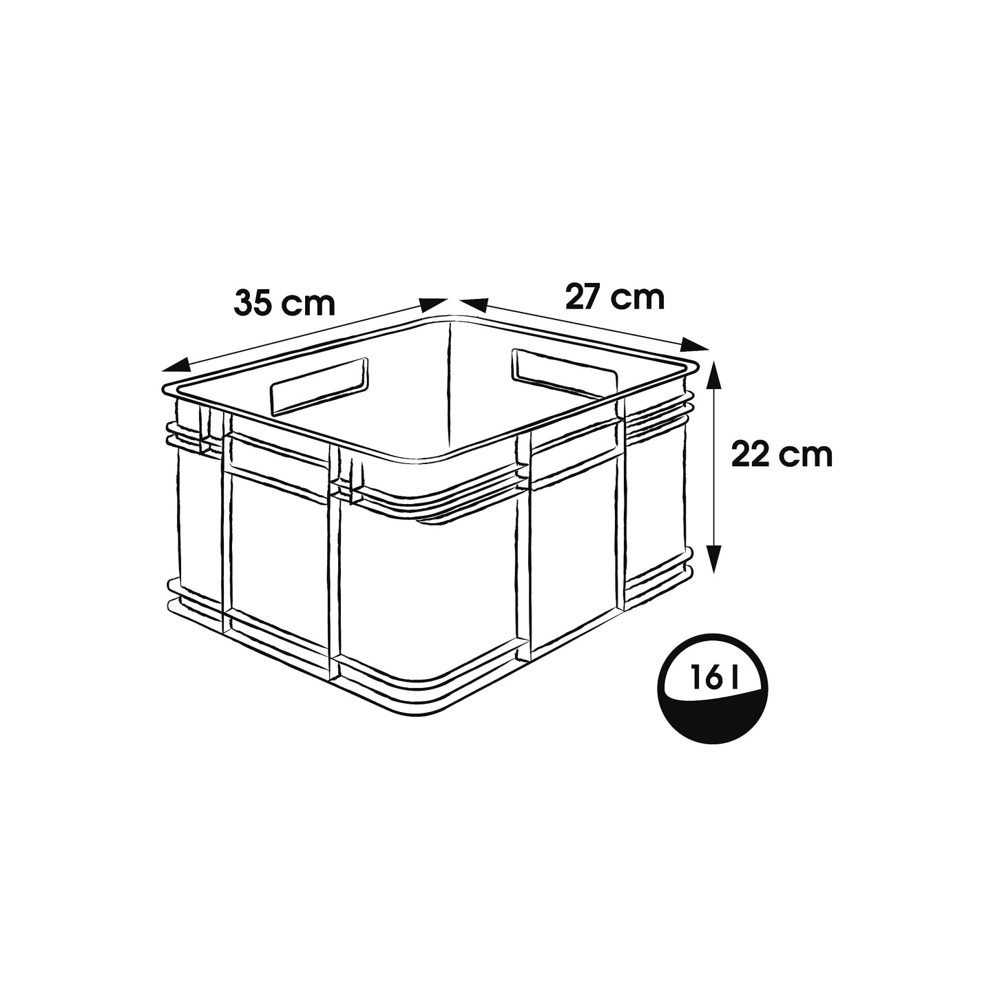 keeeper Storage Container with Carrying Handles, Euro-Box M, Procyclen, 16 litres, Bruno Eco Line, Blue