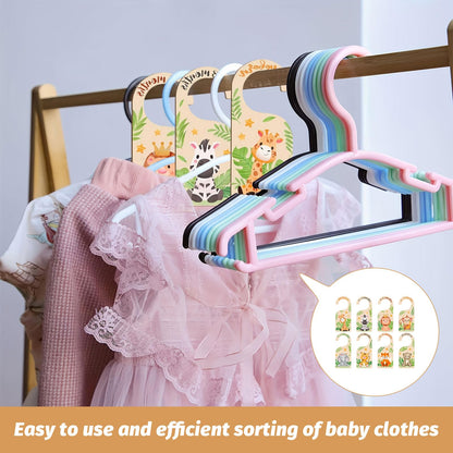 Baby Wardrobe Dividers,8PCS Wood Baby Clothes Dividers,Animal Theme Baby Wardrobe Organiser from Newborn to 24 Months,Double-Sided Wardrobe