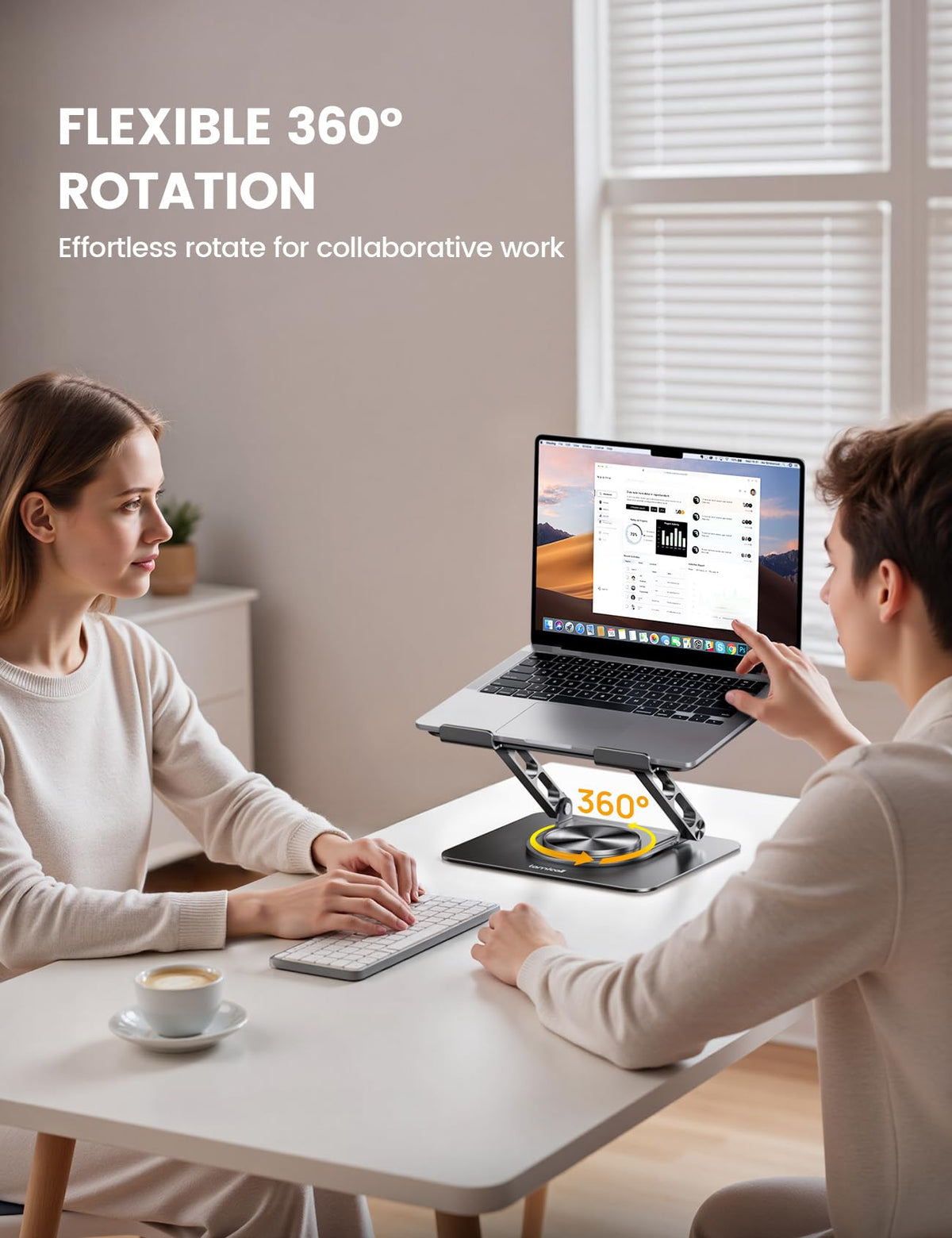 Lamicall Laptop Stand Desk, Laptop Riser - 360° Rotatable Foldable Aluminum Notebook Holder