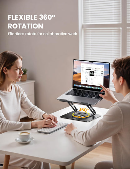 Lamicall Laptop Stand Desk, Laptop Riser - 360° Rotatable Foldable Aluminum Notebook Holder
