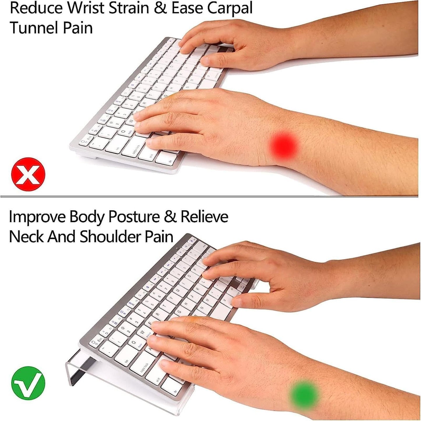 Qinsky Acrylic Keyboard Holder,Tilted Keyboard Stand Computer Keyboard Stand Ergonomic Keyboard Riser Comfortable Typing for Home Office - Black
