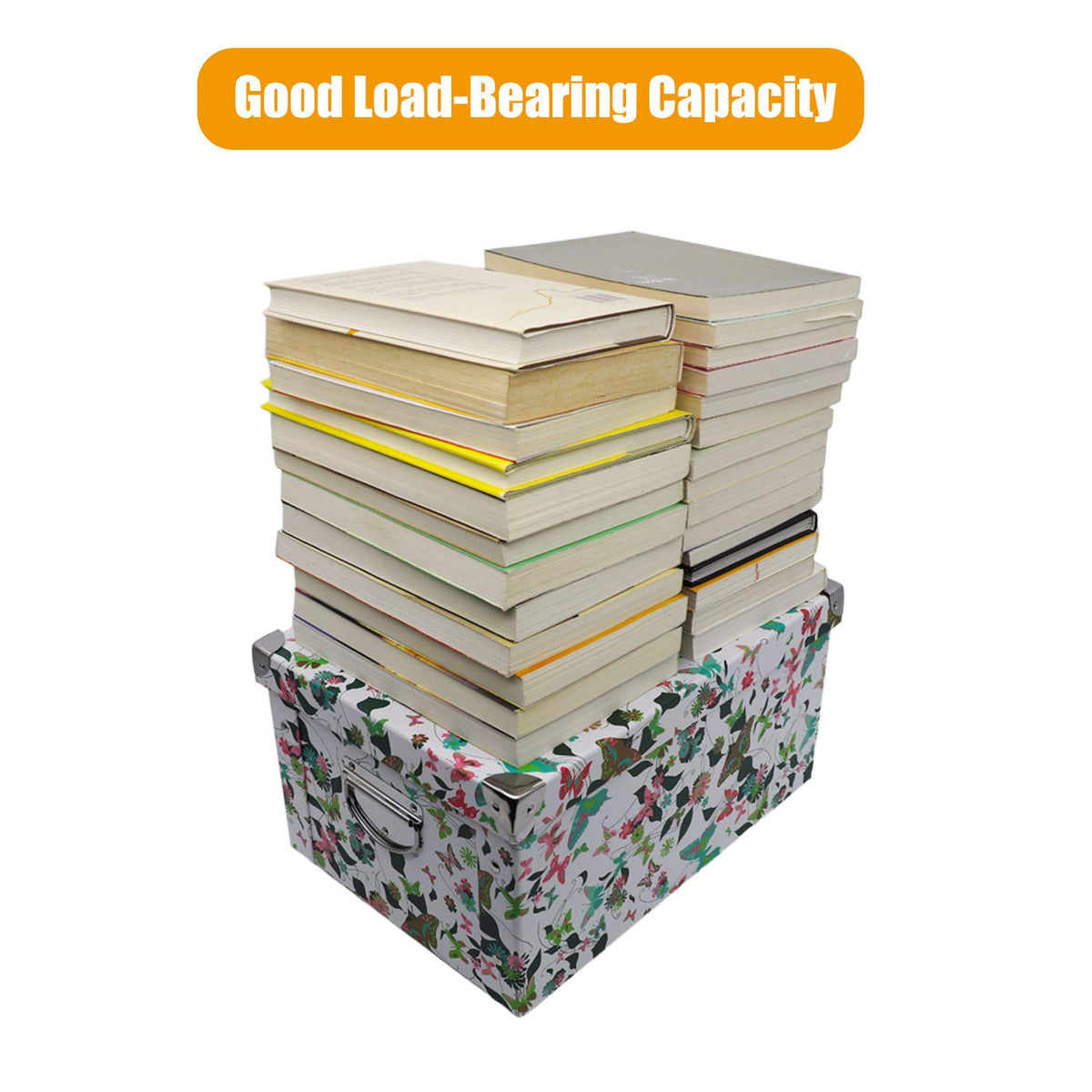 GUOZI Collapsible Storage Box with Lid, Decorative Cardboard File Organizer