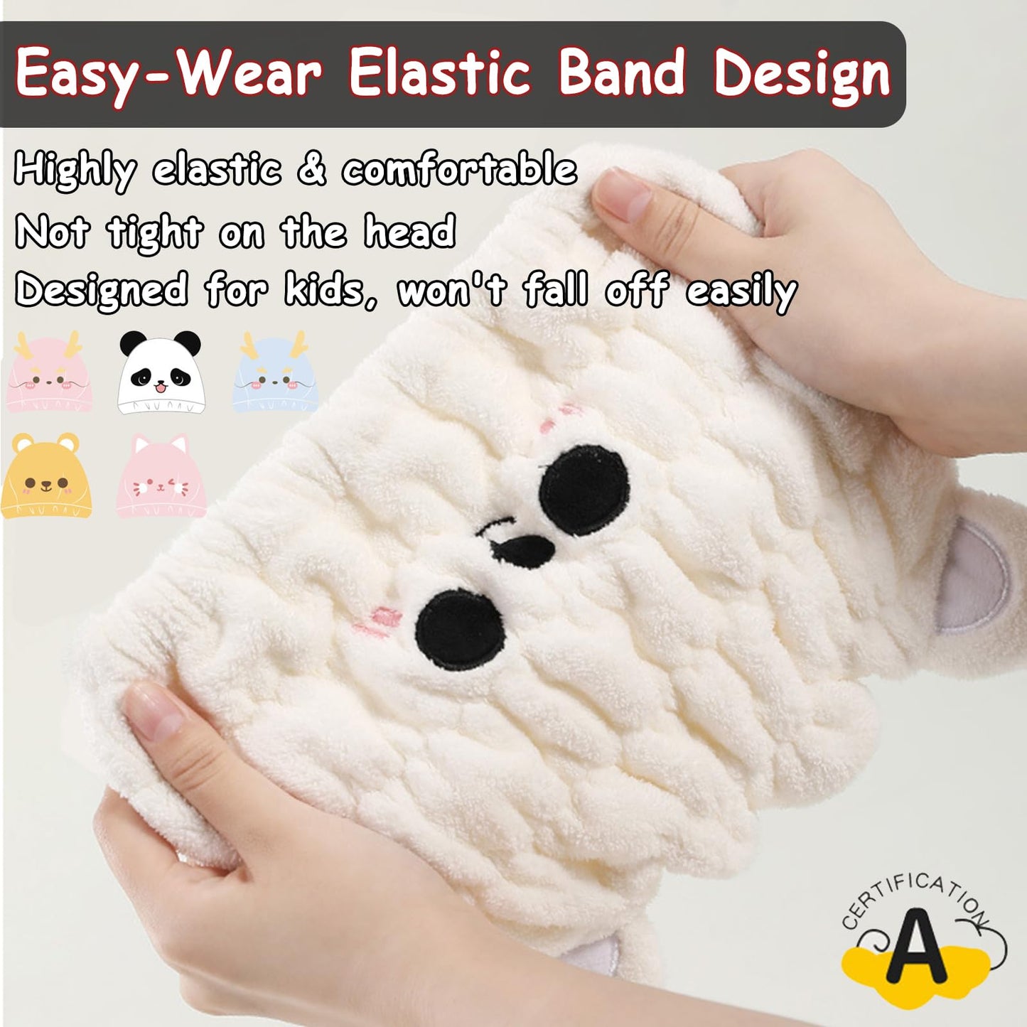 Kids Absorbent Hair Towel Wrap Soft Coral Fleece Hair Drying Wrap Towel Hat for Girls 2-9 Years Cute Cartoon Hairs Drying Turban Towels Quick Dry