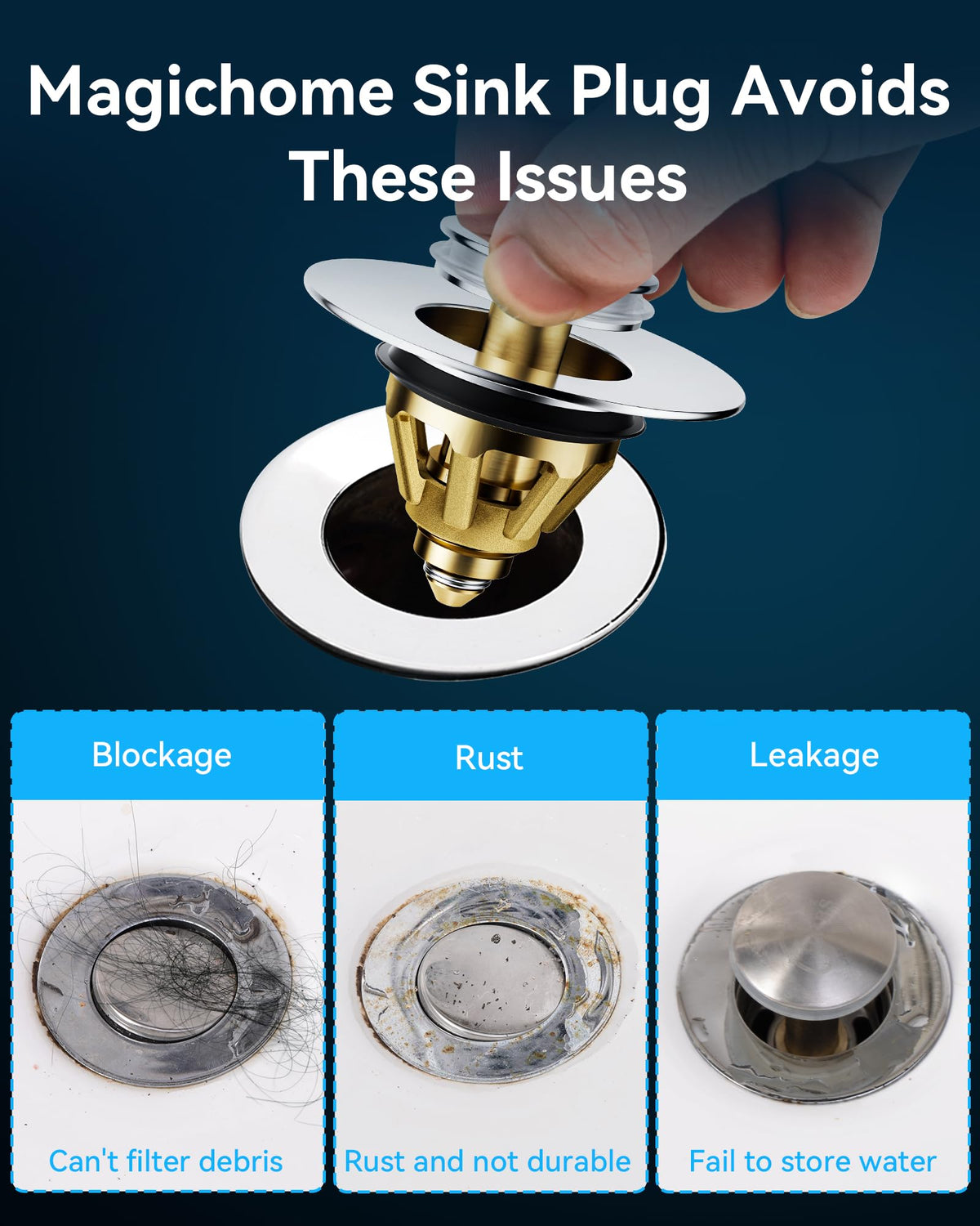 Magichome Pop Up Sink Plug Replacement for 34-45mm Drain Holes
