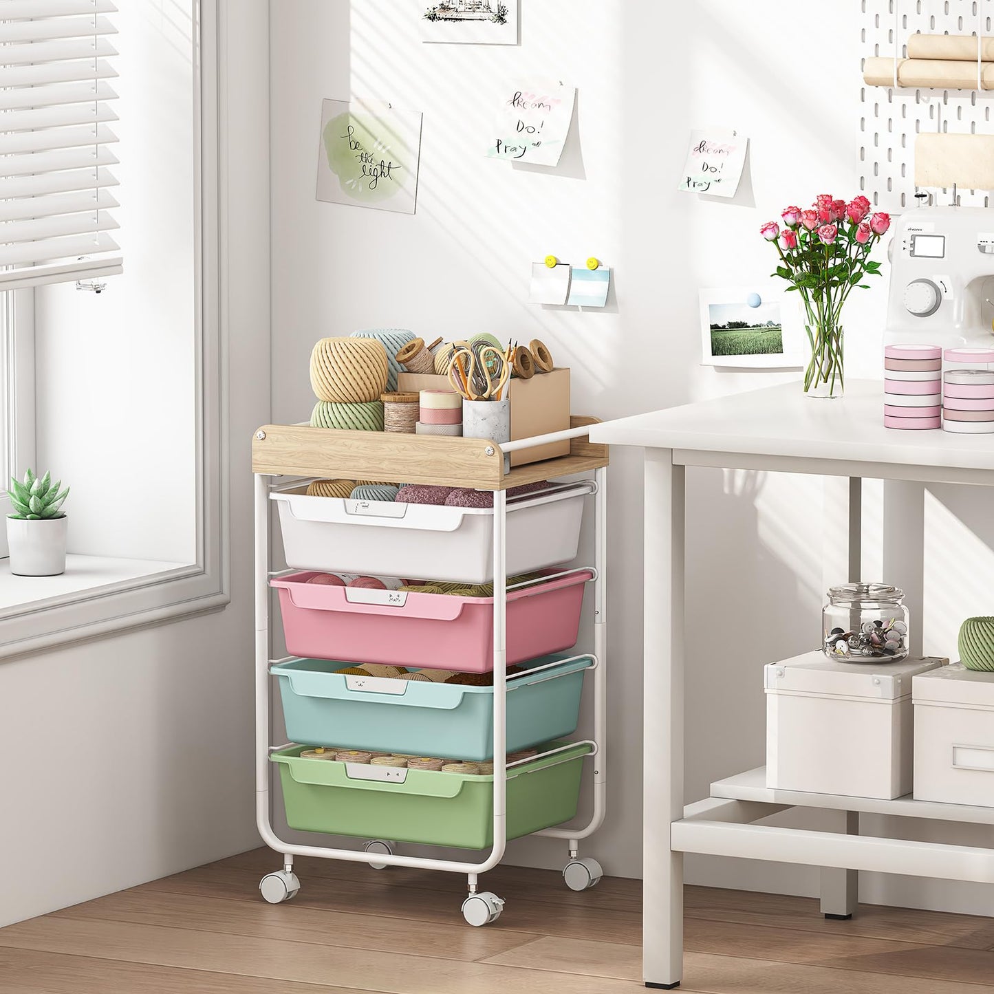 SYKIARIOL 4-Drawer Storage Trolley Rolling Cart