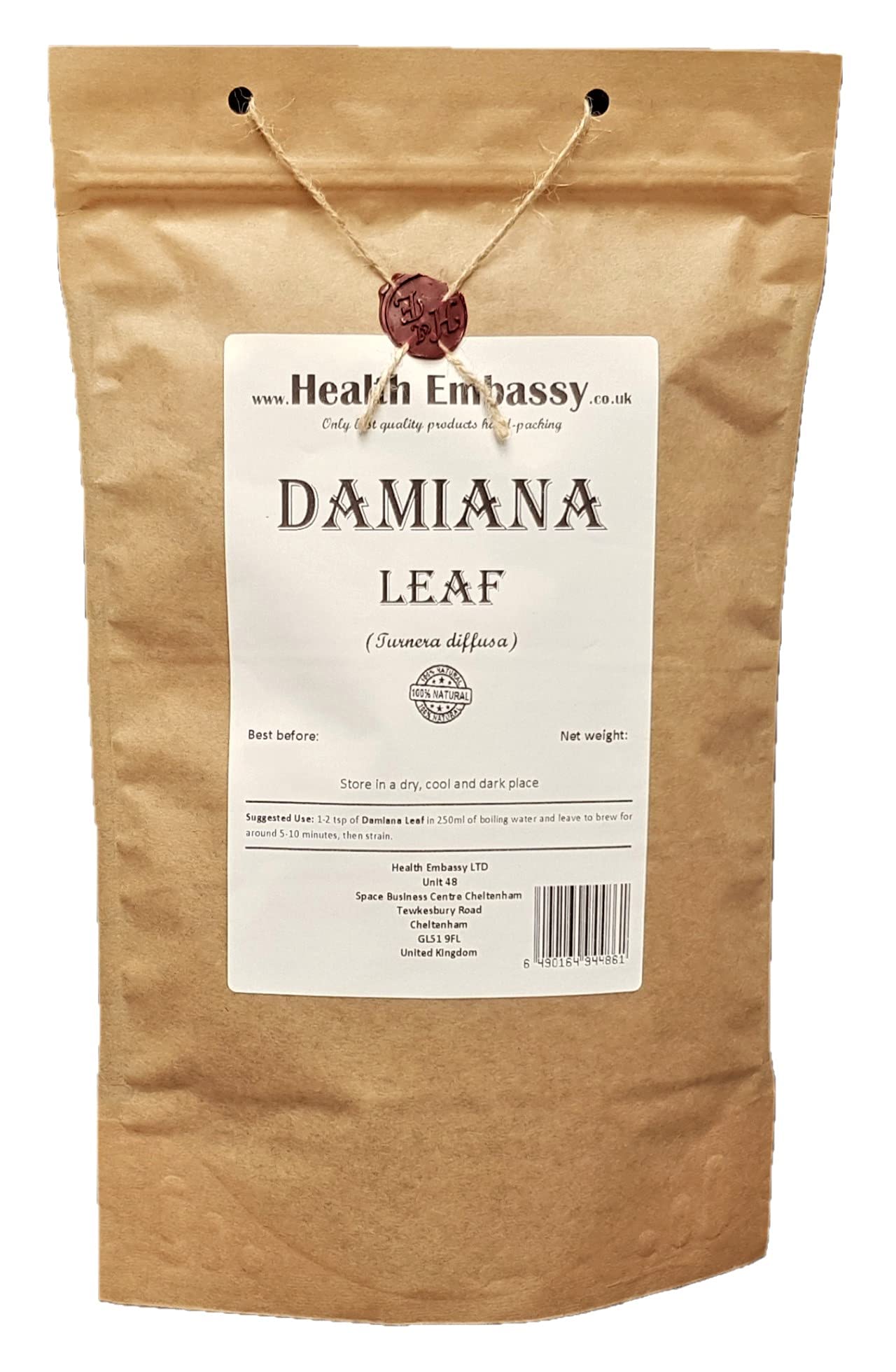 Health Embassy Damiana Leaf | Turnera diffusa | Dried Leaves Herbal Tea (100g)