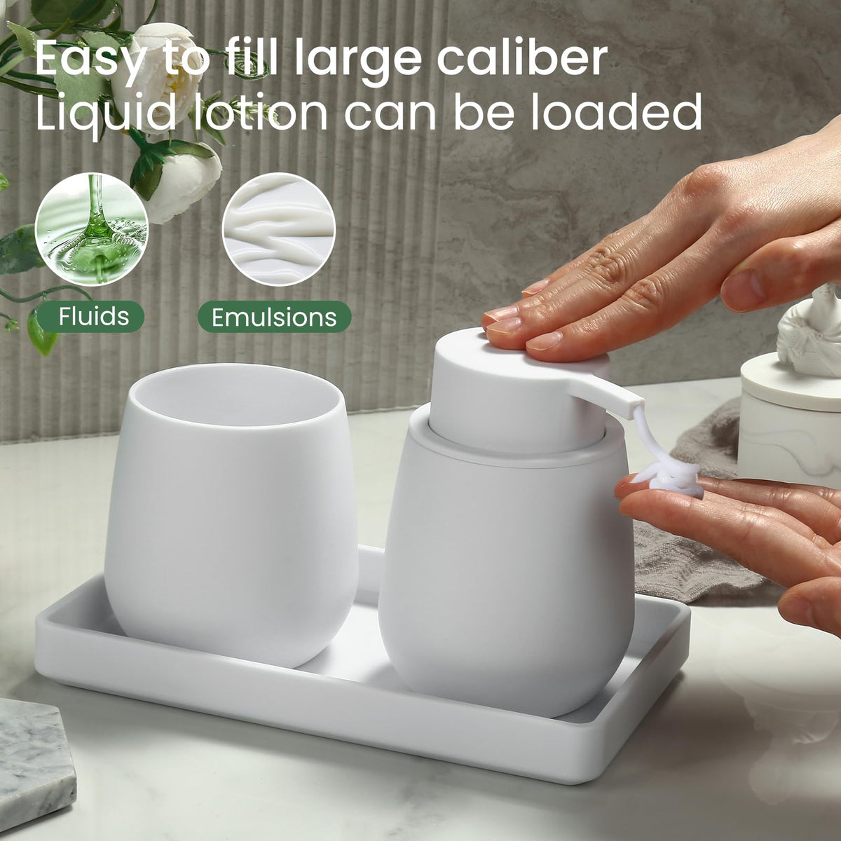 White Bathroom Accessories Set, Modern 3 Pcs Bathroom Essentials