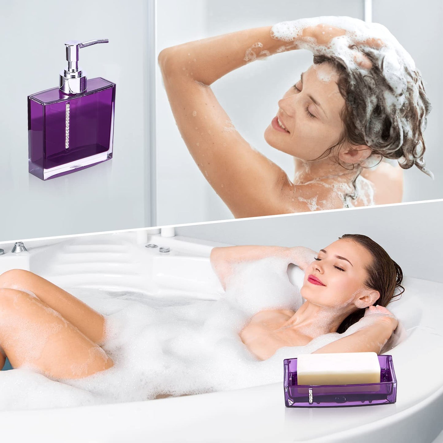 5 Piece Bathroom Accessory Set, Modern Design Acrylic Luxury Bath Vanity Set with Soap Dish, Tooth Brush Holder, Emulsion Bottle