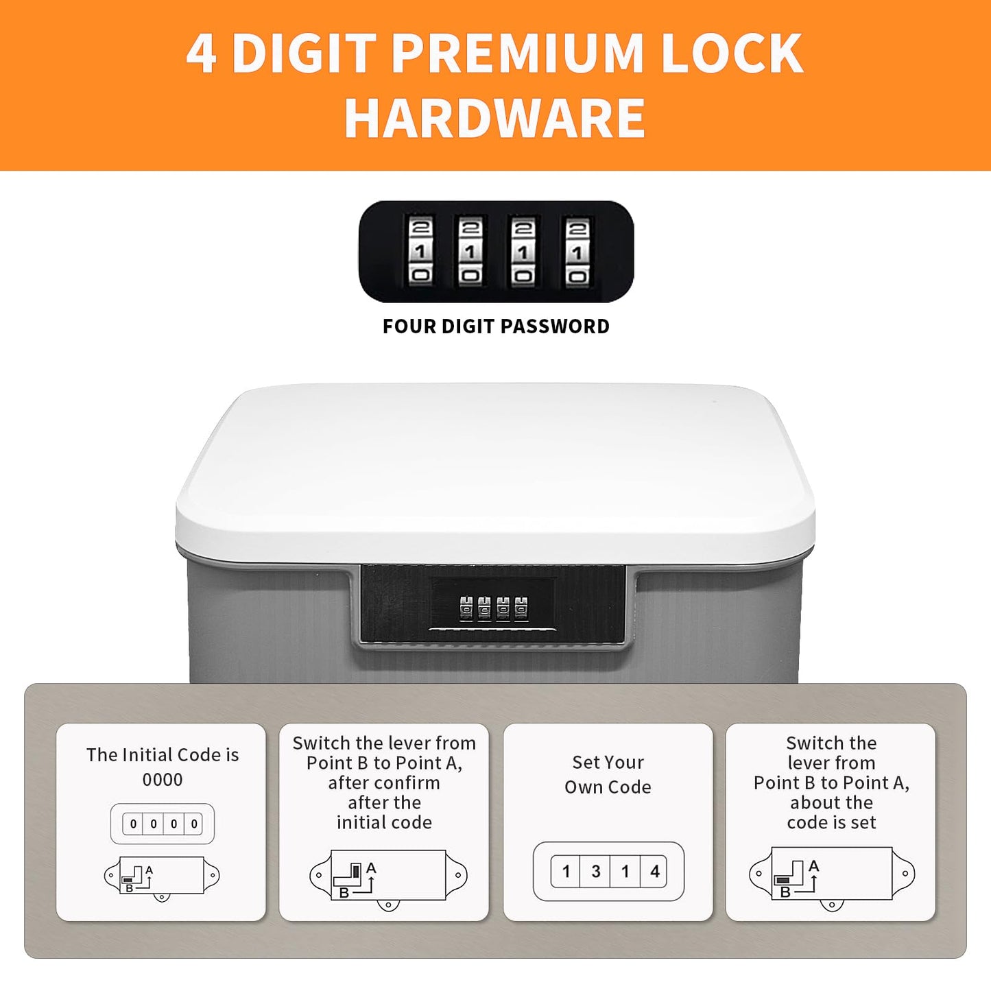 Toolzia Lockable Medicine Storage Box with Combination Lock, Hygienic Medication Storage Organizer Household Security Stash Box Lightweight Storage
