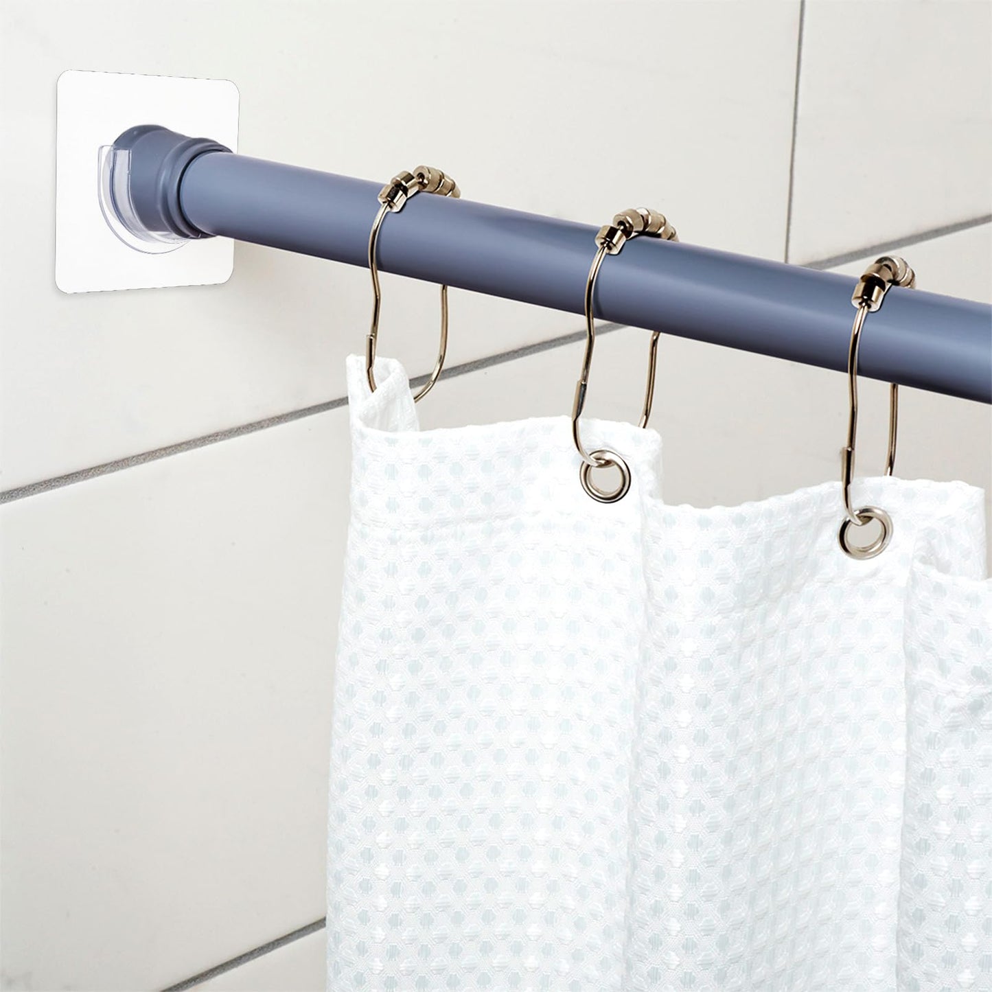 Molain 4Pcs Adhesive Shower Curtain Rod Holder, No Drilling Transparent Shower Rod Holder Invisible Wall Mount Holder Shower Rod Retainer Tension