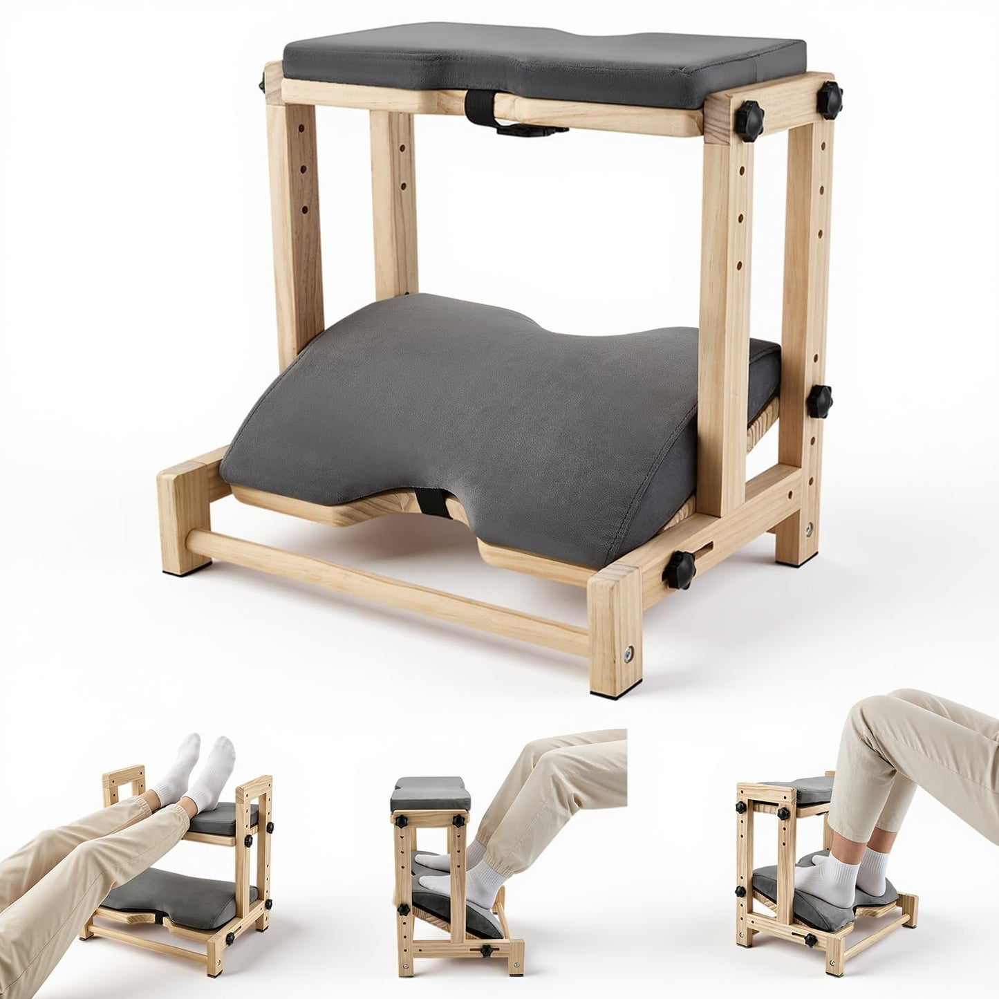 Normodic Adjustable Double Step Footrest, Foot Rest Under Desk at Work, Wooden Foot Stool for Under Desk with 4 Heights & Angles