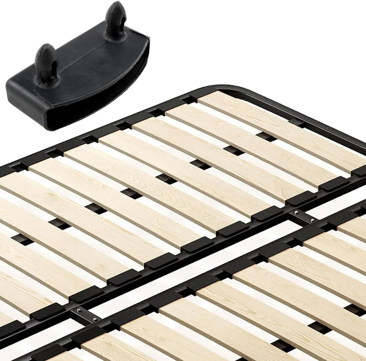 12 PCS Plastic Bed Slat Holders, Bed Slat Caps, Reusable Plastic Beds Slat Holders, Easy to Install for Single, Double and King Size BedsBlack