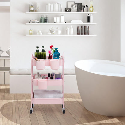 DOEWORKS Storage Trolley on Wheels Metal Kitchen Trolley Craft Trolleys