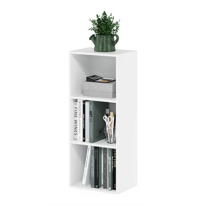 Furinno LUDER Book Shelf, 3-Cube Bookshelf, Bookcase, 9.3 x 12 x 31.5, for Living Room, Bedroom, Home Office, White