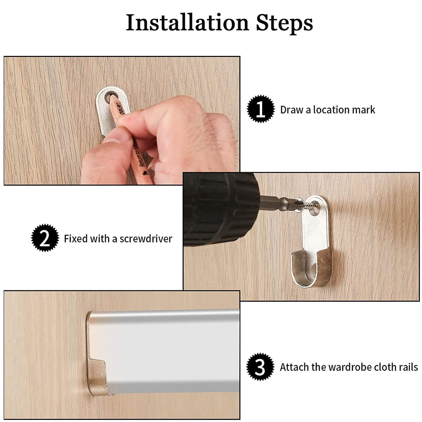 TA-VIGOR Oval Closet Rod End Supports Dia 16mm, Zinc Alloy 4Pcs Wardrobe Hanging Rail Rod Fittings Wardrobe Flange Bracket Holder