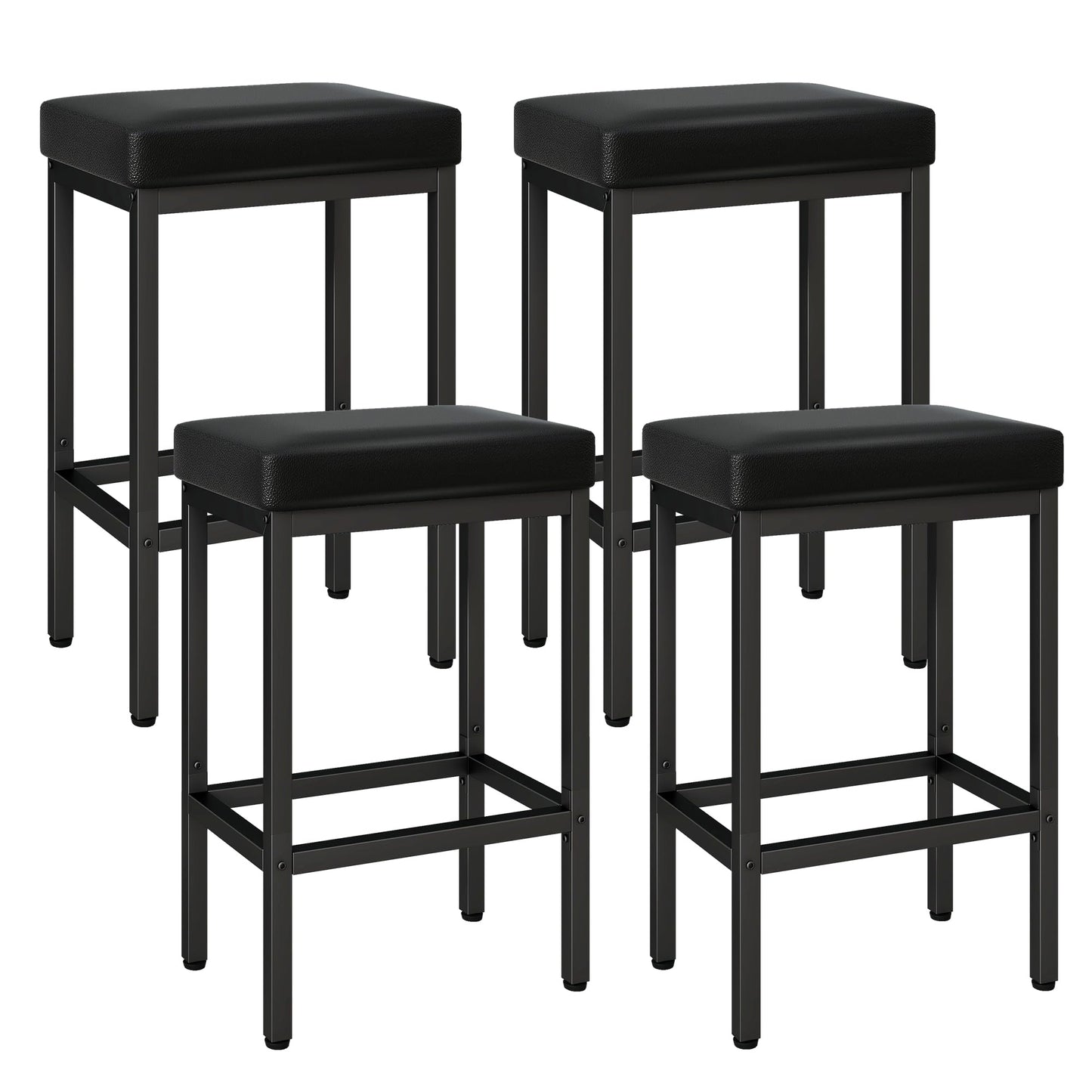YMYNY 66cm Bar Stools Set of 4 - PU Leather Breakfast Bar Stools, HBS513B-2