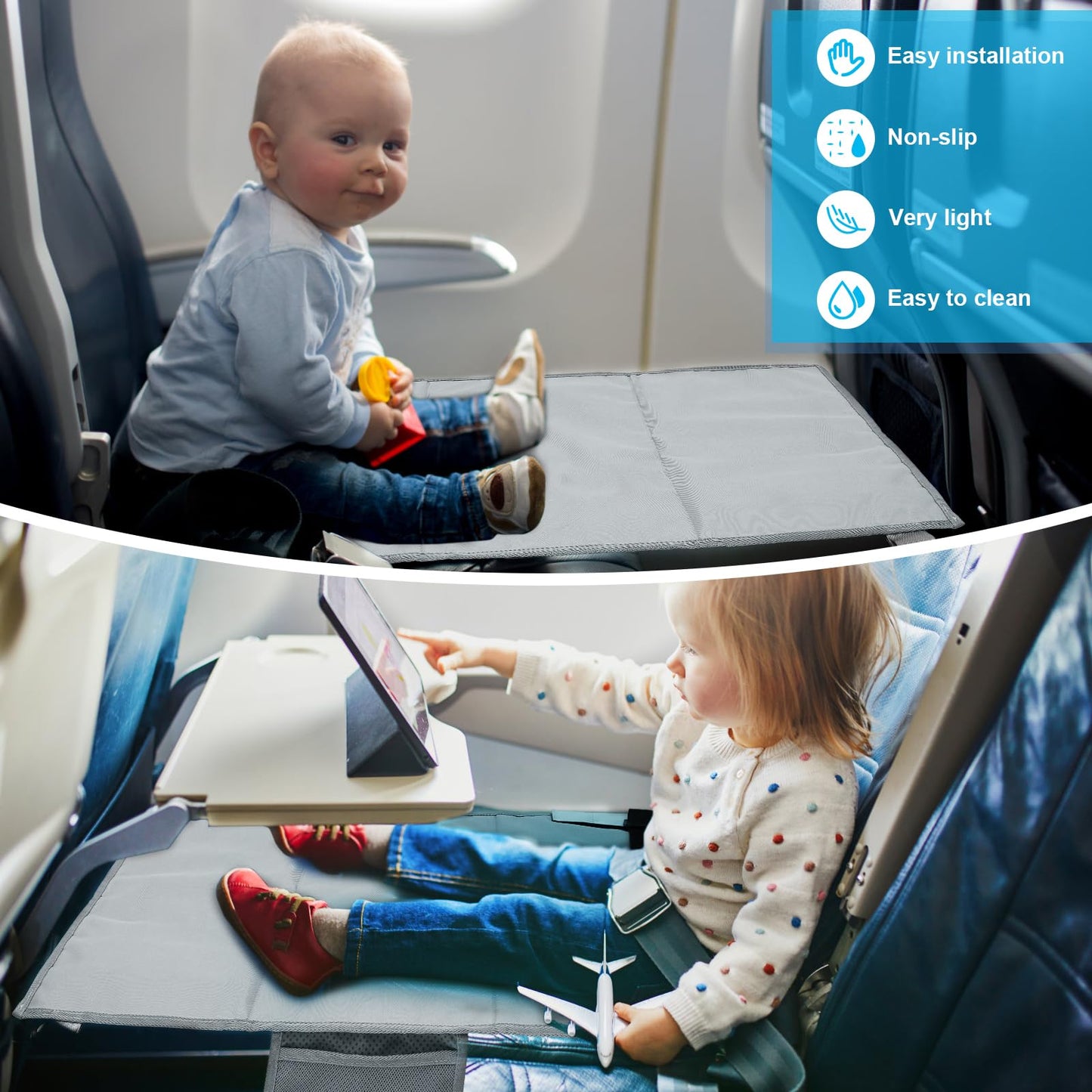 NIHUIFDPY Toddler Airplane Bed, Portable Airplane Foot Hammock for Kids, Grey
