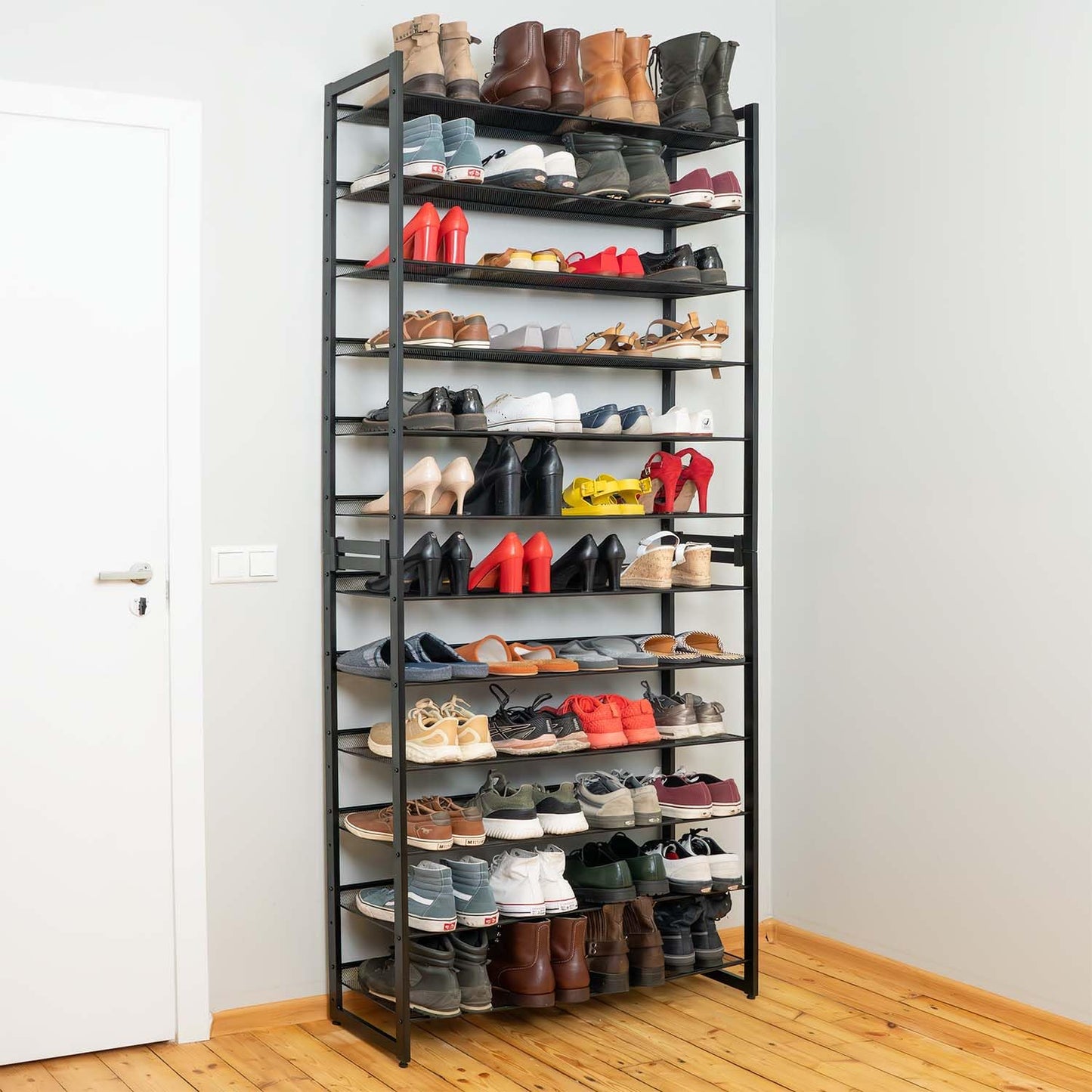 Tatkraft Eiffel - Metal Shoe Rack, 12 Tiers, Holds 60 Pairs, Up to 120 kg