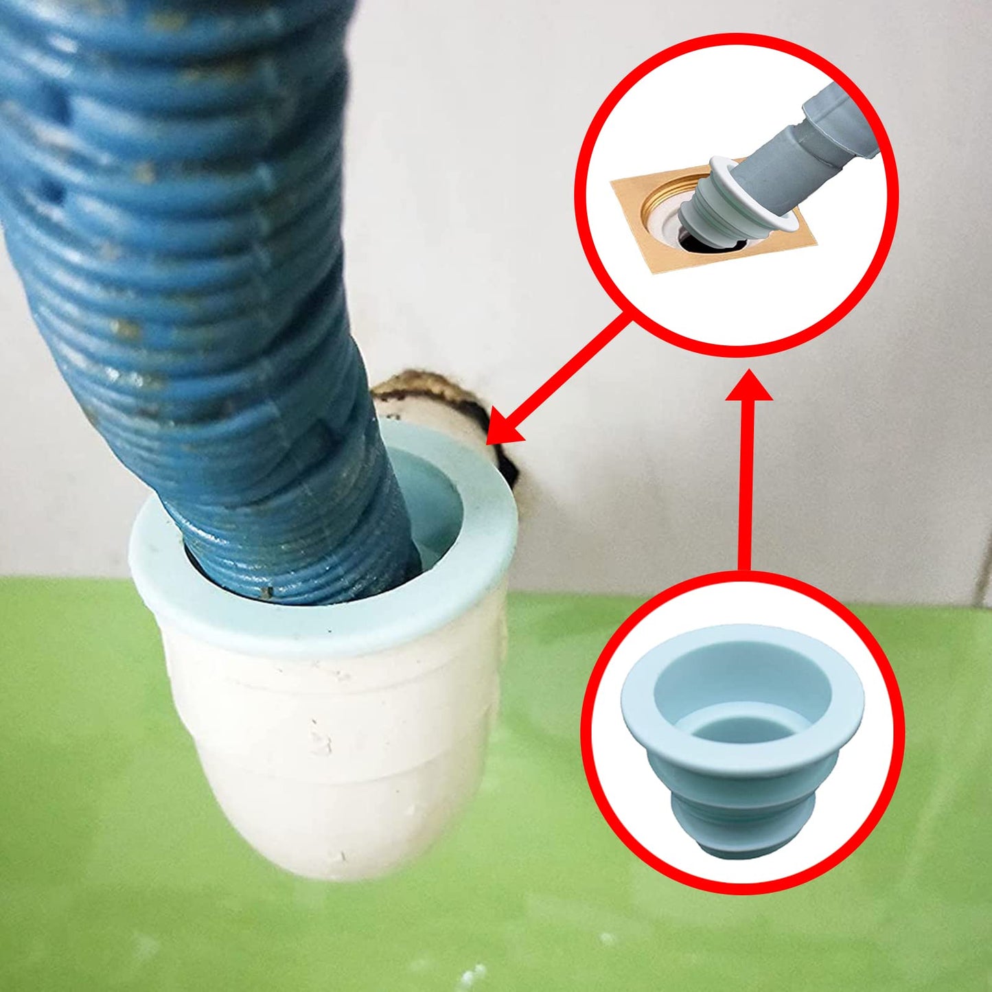 3 Pack Drain Pipe Seal Hose Silicone Plug Toilet Seal Ring,Silicone Sealing Plug Kitchen Pipe Sewer Seal Ring Washing Machine Drain Multipurpose Pipe