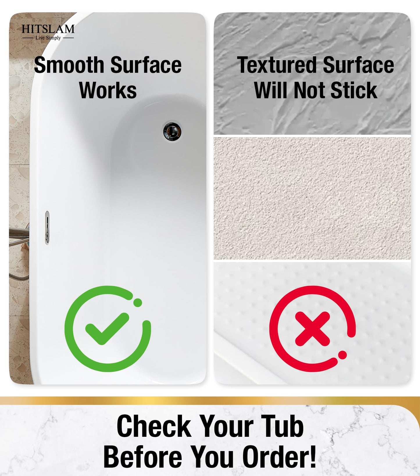 HITSLAM Oval Bath Mat Non Slip Anti Mould Kids Shower Mat, 68x38cm, Clear