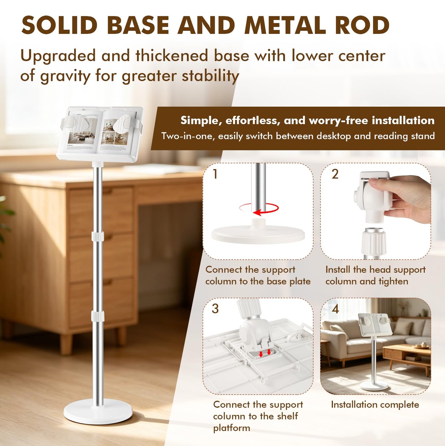 Lectern Podium Stand Adjustable 63~130cm Portable Standing Desk Table