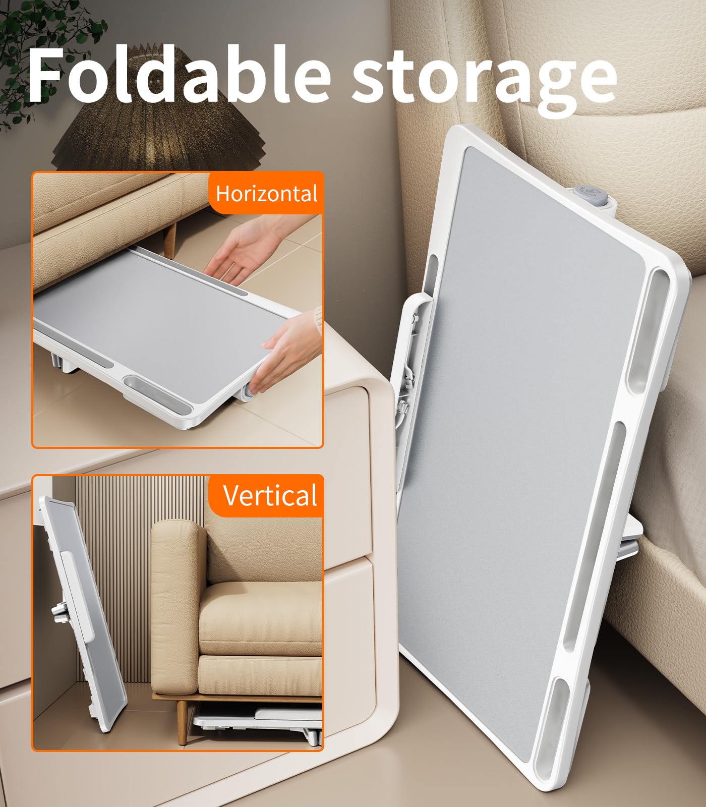 NIFBANG Laptop Tray Folding Bed Table,Adjustable Height Lap Desks with Foldable Legs,Portable Laptop Desk for Sofa,Travel Car Seat Table Tray for