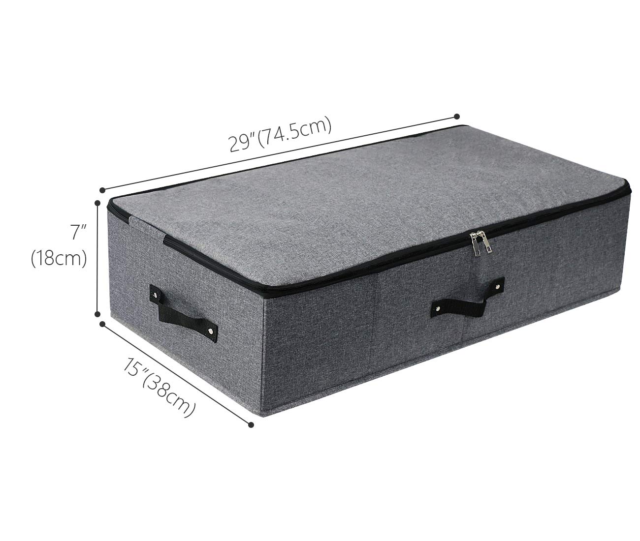 Omygarden Foldable Under Bed Storage Box with Plastic Support Liner, 6 Handles, Zipper Lid