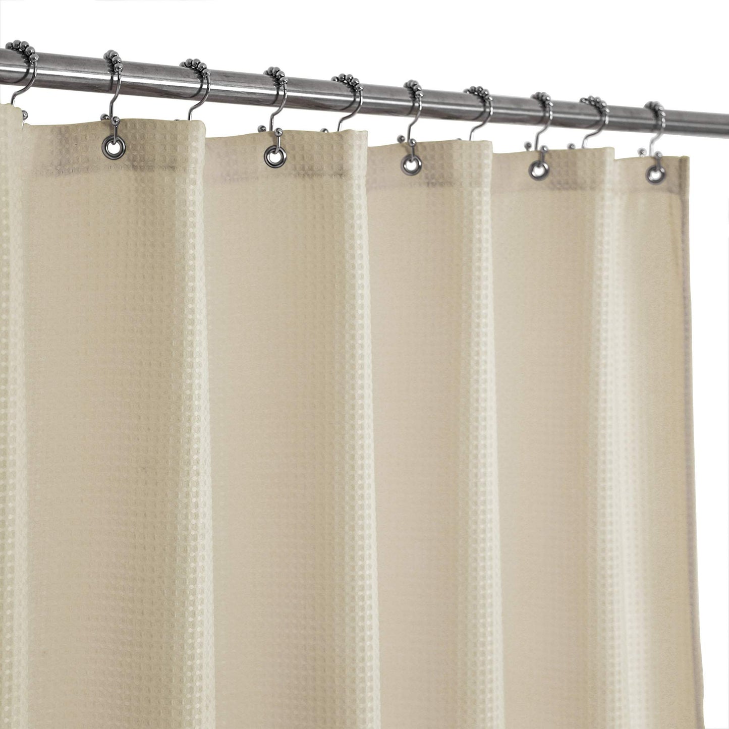 Barossa Design Long Waffle Shower Curtain, Height 244 cm, Luxury as in Hotel Spa, 230 g/m², Heavy Waterproof, Machine Washable, Cream, 180 x 244 cm