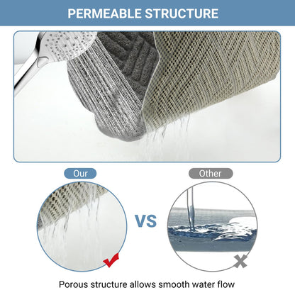 Shower Mat Non Slip Anti Mould, 44 x 74 cm 3D Woven Embossed Bath Mat with Drain, Soft PVC Loofah Shower Mats for Inside Shower, Wet Areas