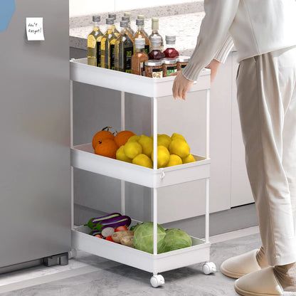 SAKA Slim Storage Cart 3 Tier, Bathroom Storage Organizer Rolling Utility Cart, Slide Out Storage Cart
