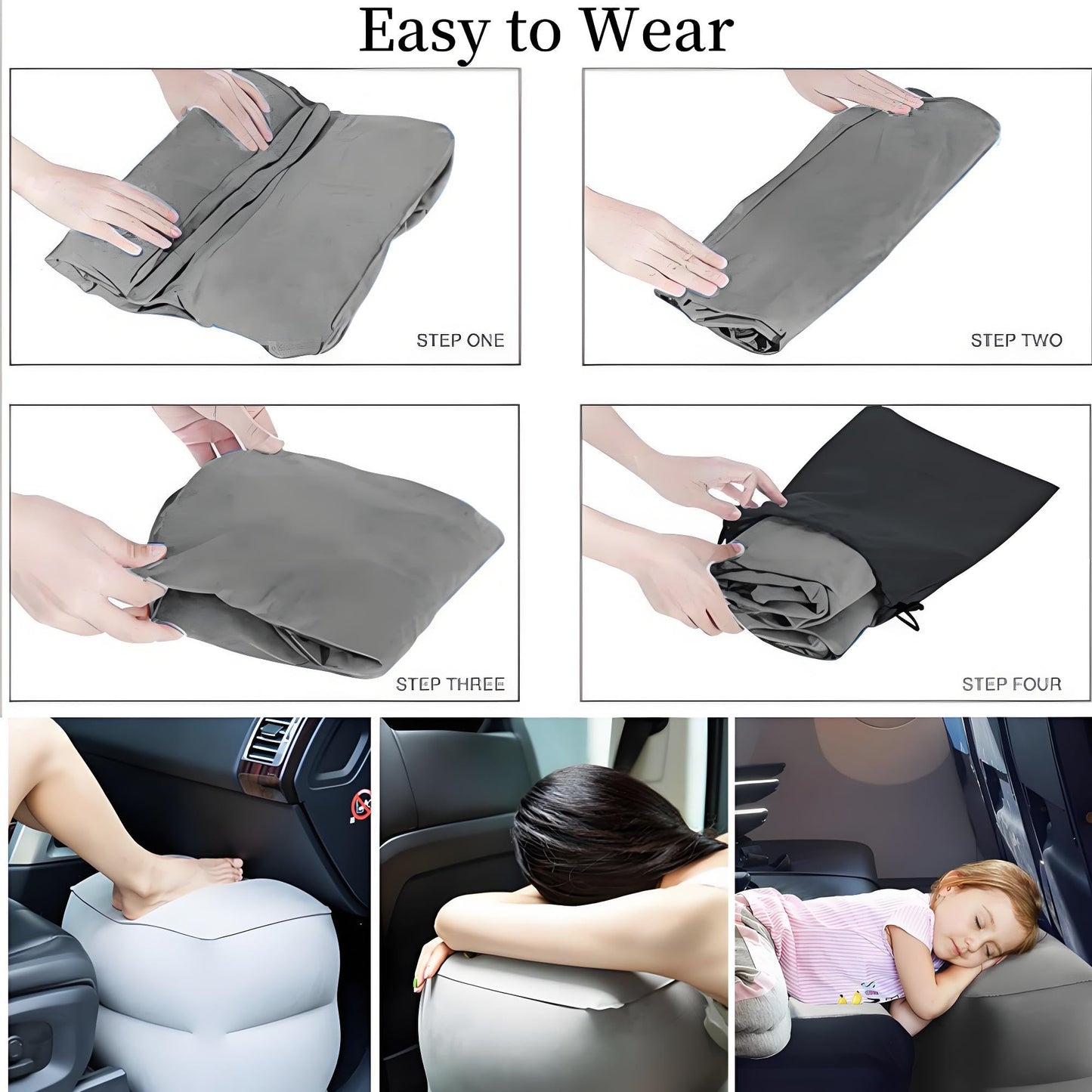 Buithafu Inflatable Footrest 2 Pack, Adjustable for Air Travel