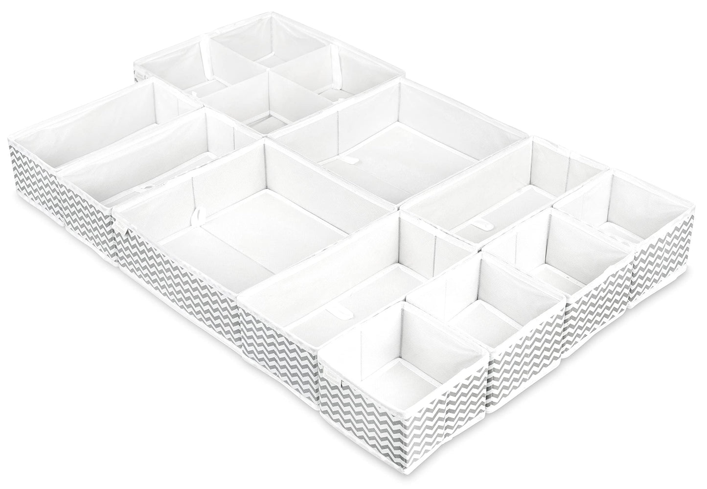 Unique Impression Set Of 11 Drawer Organisers For Underwear, Socks, Clothes, Shirts, Bras, Ties, Scarves, Baby Clothes