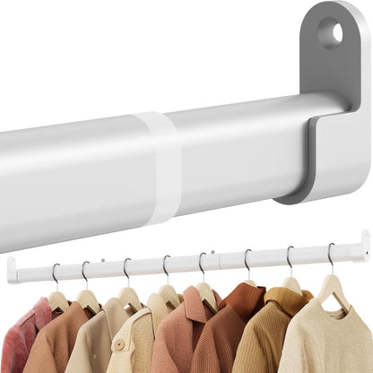 Wardrobe Rail Pole,Clothes Rail 42-101CM Adjustable Stainless SteelWhite