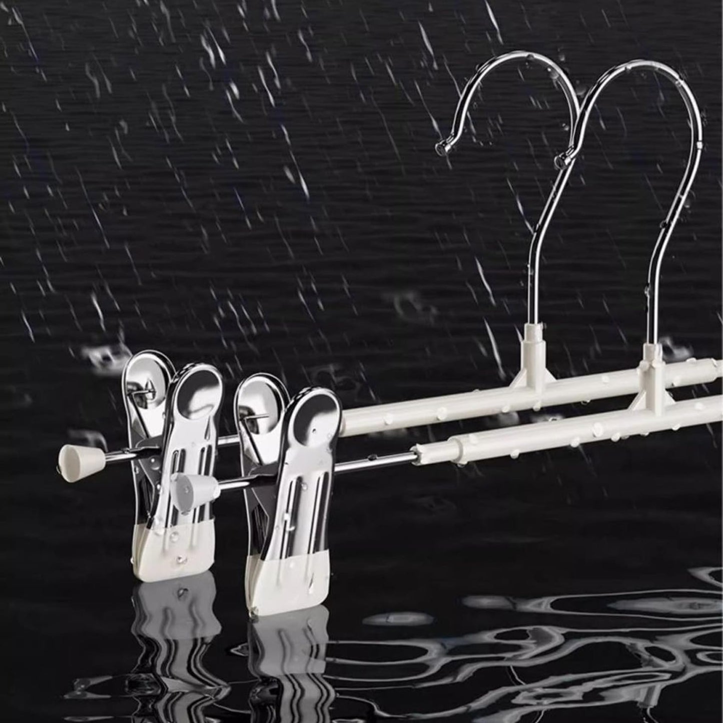10Pack Trouser Hangers -Skirt Hangers with Adjustable Non Slip Clips Strong Chrome- Space Saving Pant Hangers,Heavy Duty Metal Hangers for Shorts