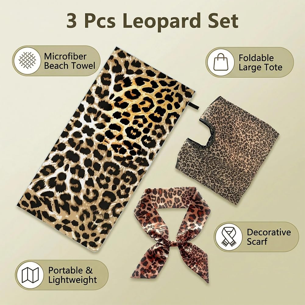 Vexthorion Leopard Quick Dry Towel 160x80CM,Lightweight Towel for Swimming