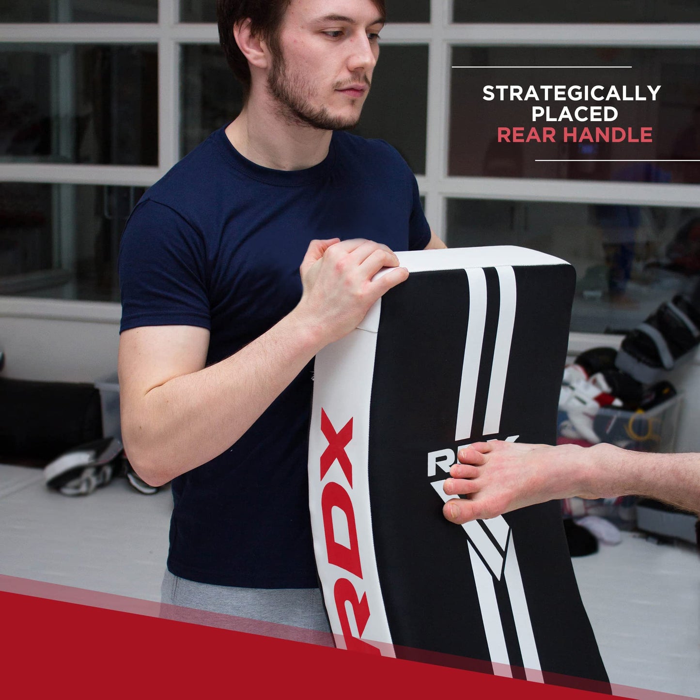 RDX Kick Shield Muay Thai Kickboxing, 60CM Large Heavy Curved Kicking Striking Body Pad, Punching Foot Target MMA Boxing Training, 3 Padded Handles,