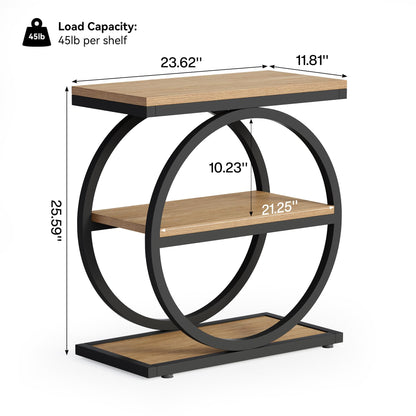 LITTLE TREE 3-Tier End Table, Side Table with Storage Shelves, Small Sofa Side Table for Living Room