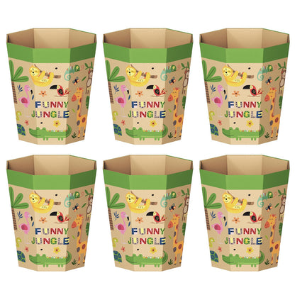 6-Pack Cardboard Waste Paper Bin – Foldable, Recyclable, Plastic-Free & Reusable Trash Can for Kids - Small Rubbish Bin
