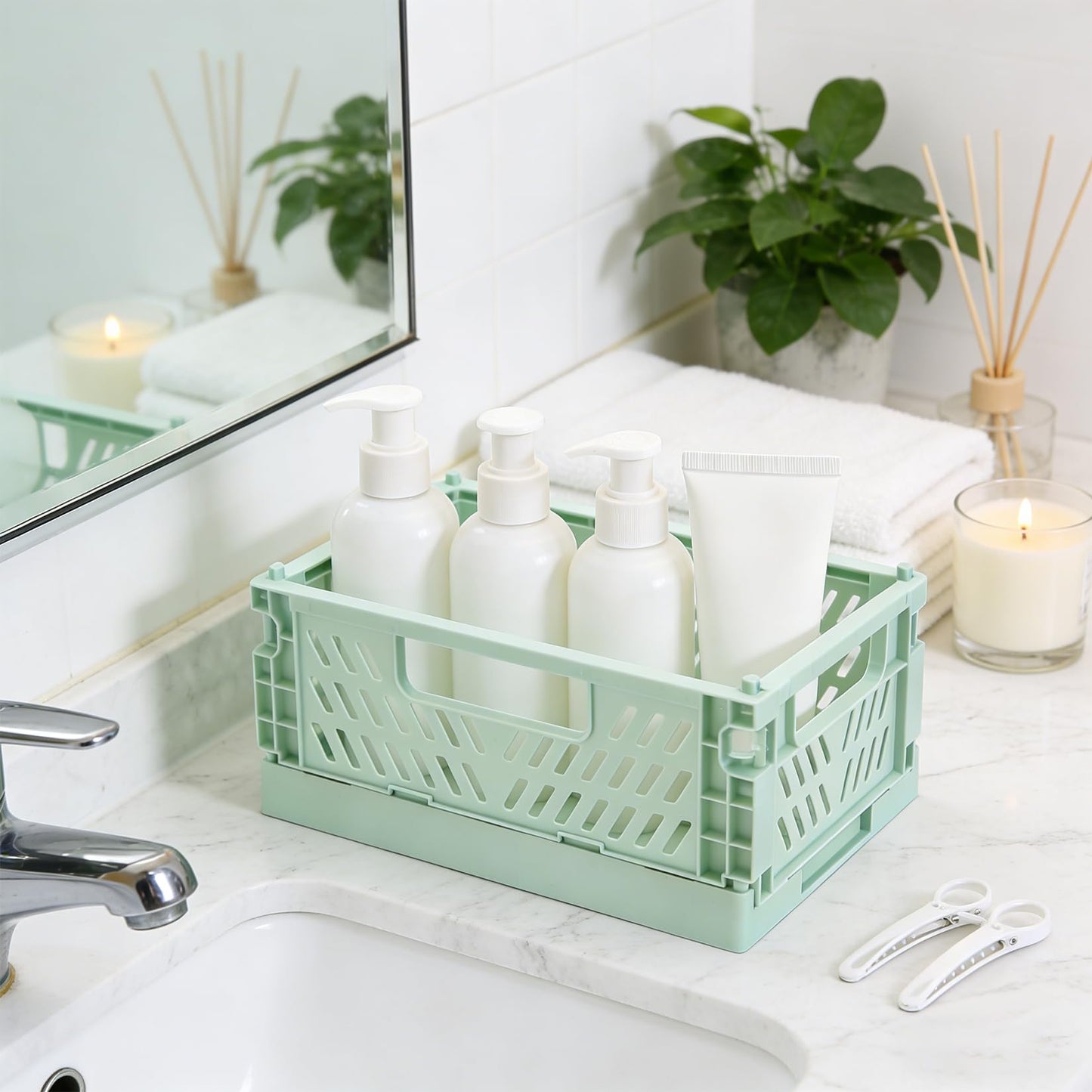 4 Pcs Collapsible Storage Boxes, Stackable Storage Baskets, Folding Crates, Foldable Basket