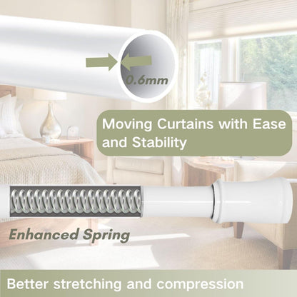 Extendable Shower Curtain Pole Non-Slip Shower Curtain Rod Tension Rod Adjustable Telescopic Curtain Poles No Drilling Shower Curtain Rail for