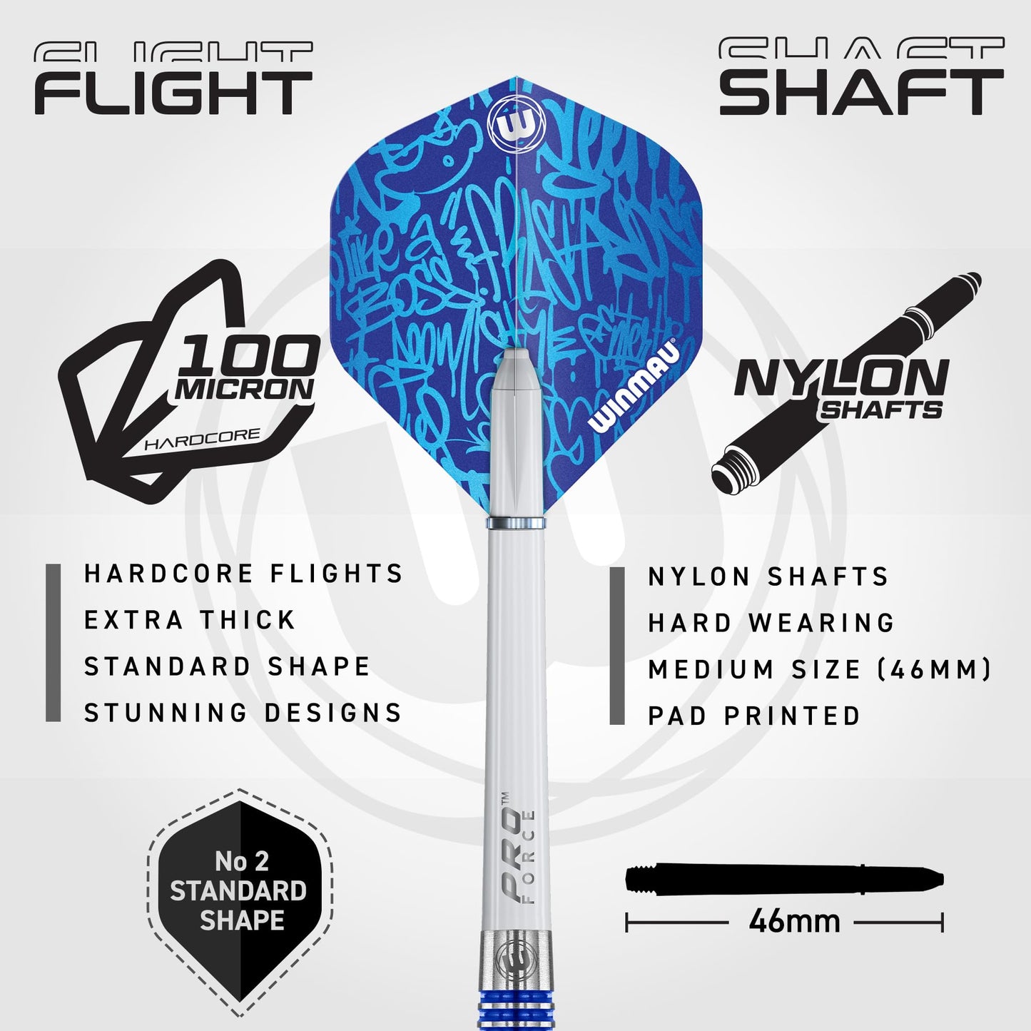 WINMAU Advance 500 Series Tungsten Blue 26 Gram Steeltip Darts Set with Flights and Shafts (Stems)