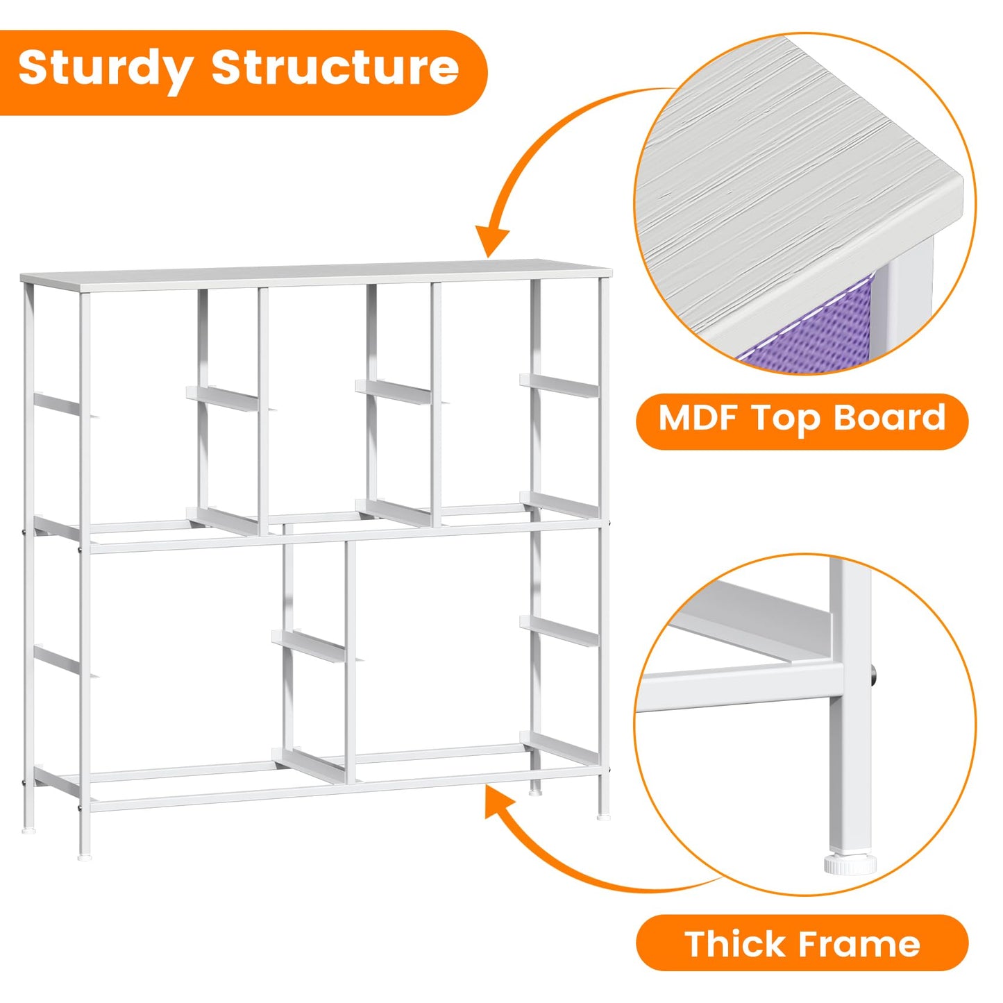 GoaHi Chest of Drawers, Large Dressers with Metal Frame and MDF Wooden Top Board, Adjustable Feet, Anti-Tip Safety
