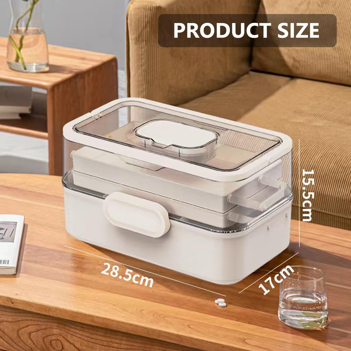 Sevitini Medicine storage, Medication Storage Box, 3 Layer Multi Grid Medicine Box, Large capacity, Medicine Container Box portable