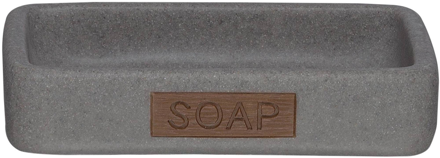 Sealskin Pierra Soap Dish, Polyresin, Grey, 8.6 x 2.5 x 12.2 cm